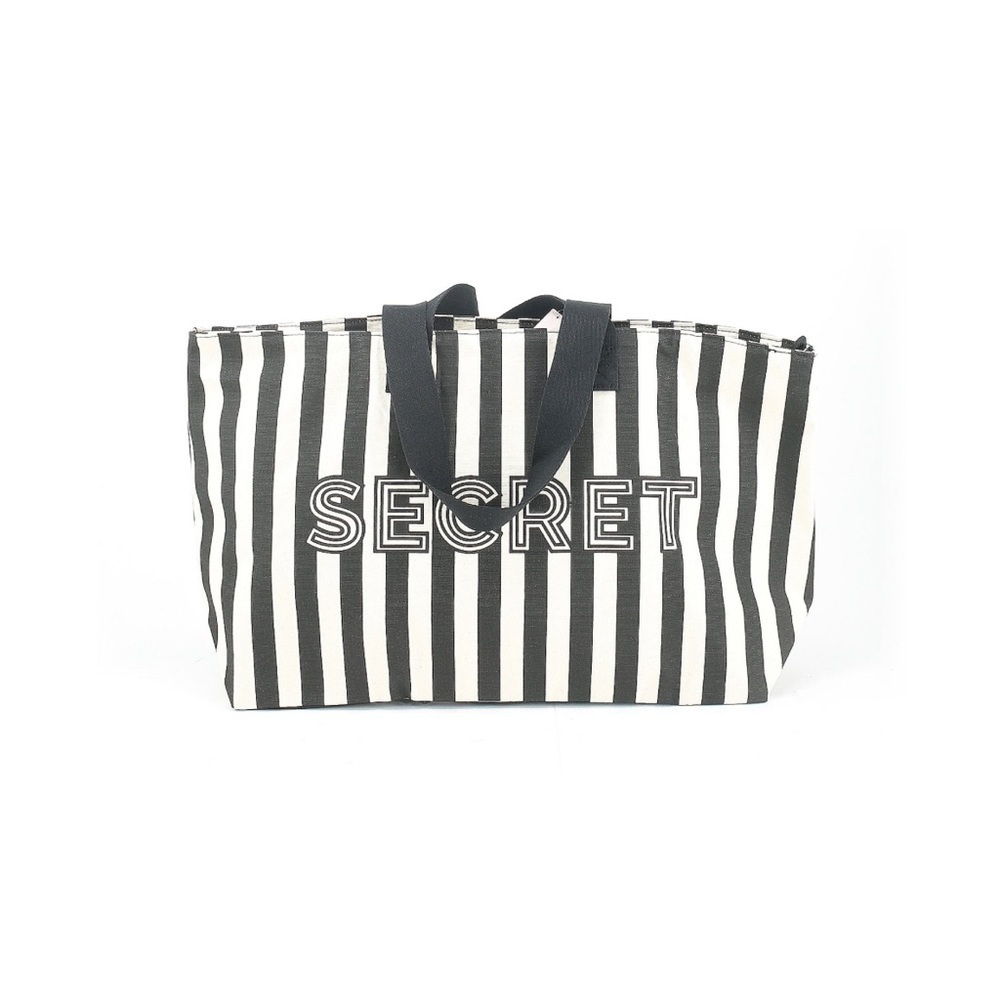 NWT VICTORIAS SECRET Stripe Zipper Close Tote Shoulder Bag